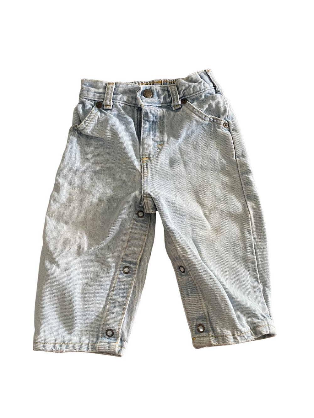 Vintage OshKosh B'gosh Light Blue Snap-Front Denim Pants 90s Y2K Retro